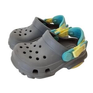 Crocs Clogs All Terrain Kids Water Shoes Gray Back Strap Toddler 4C Summer
